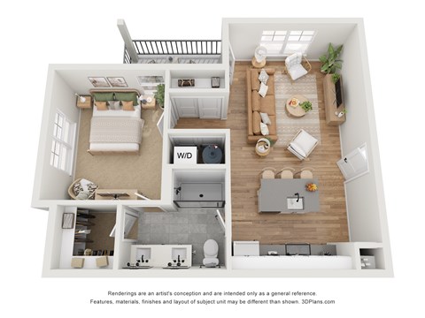 The Gambier 1 Bedroom Apartment Floor Plan at Retreat at Mount Vernon